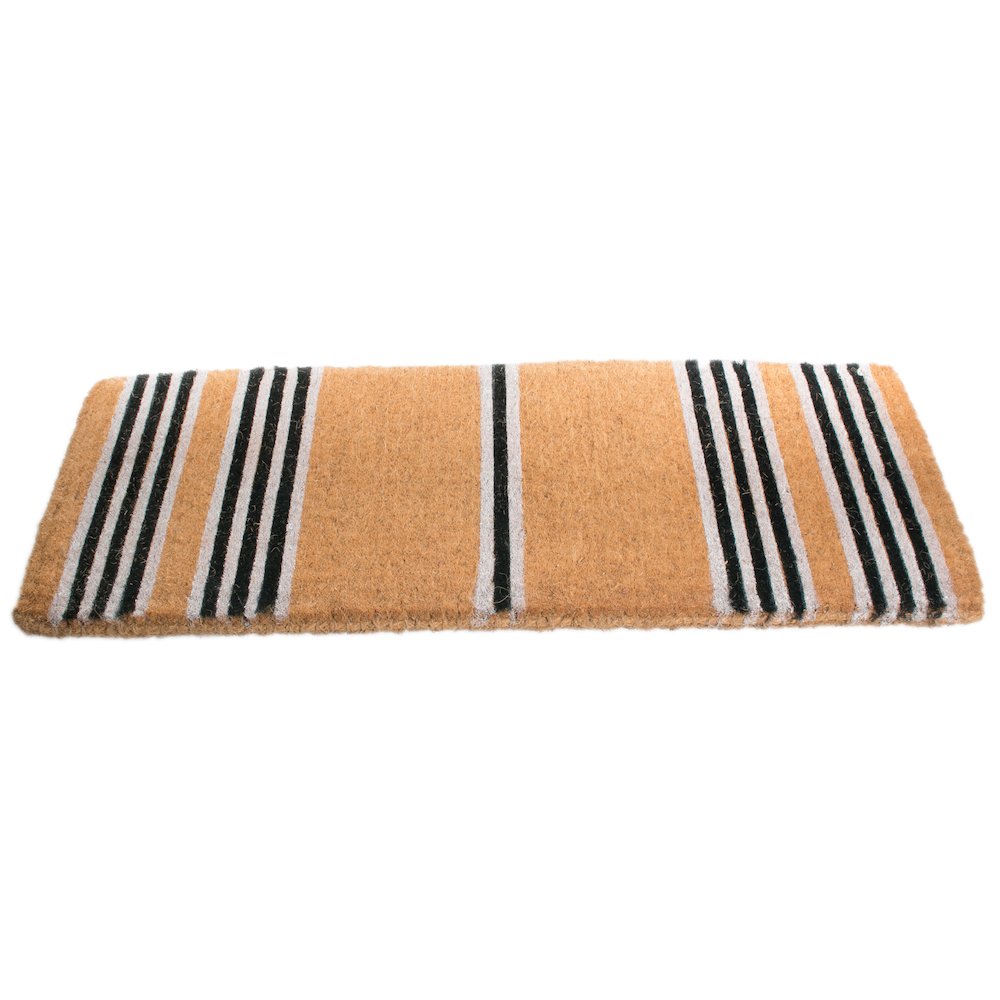 Black Stripes Doormat in Coir Material. Picture 4