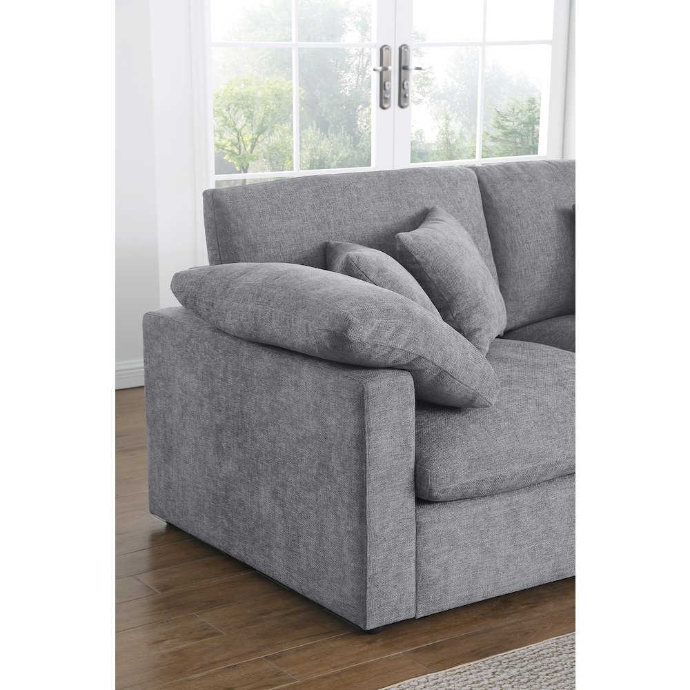 Modern Sofa Deep Seat Couches and Upholstered Cushions, Gray. Picture 2