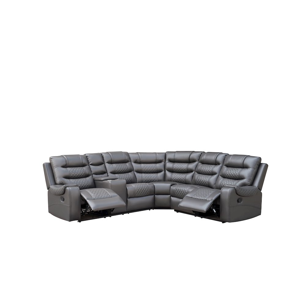 Modular Manual PU Leather Recliner Sofa Sectional Couches (Grey). Picture 2