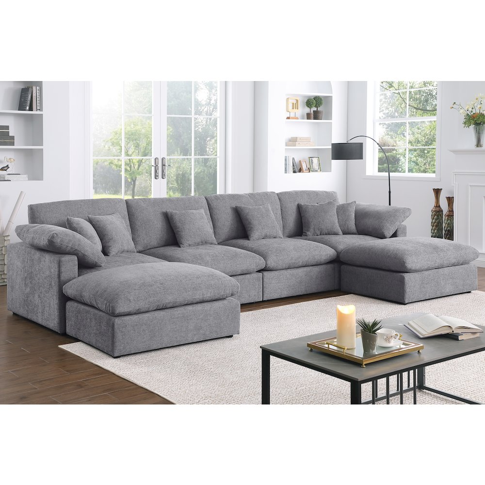 Modern Sofa Deep Seat Couches and Upholstered Cushions, Gray. Picture 5