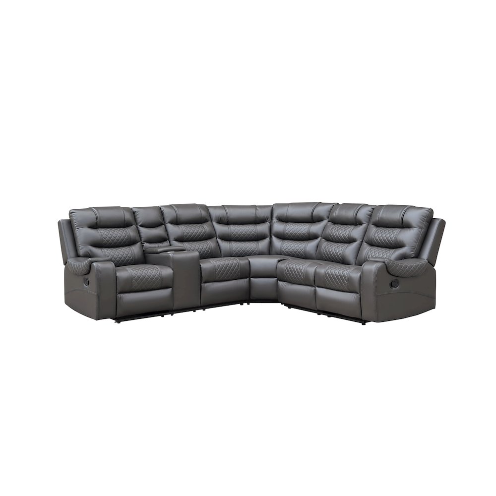 Modular Manual PU Leather Recliner Sofa Sectional Couches (Grey). Picture 1