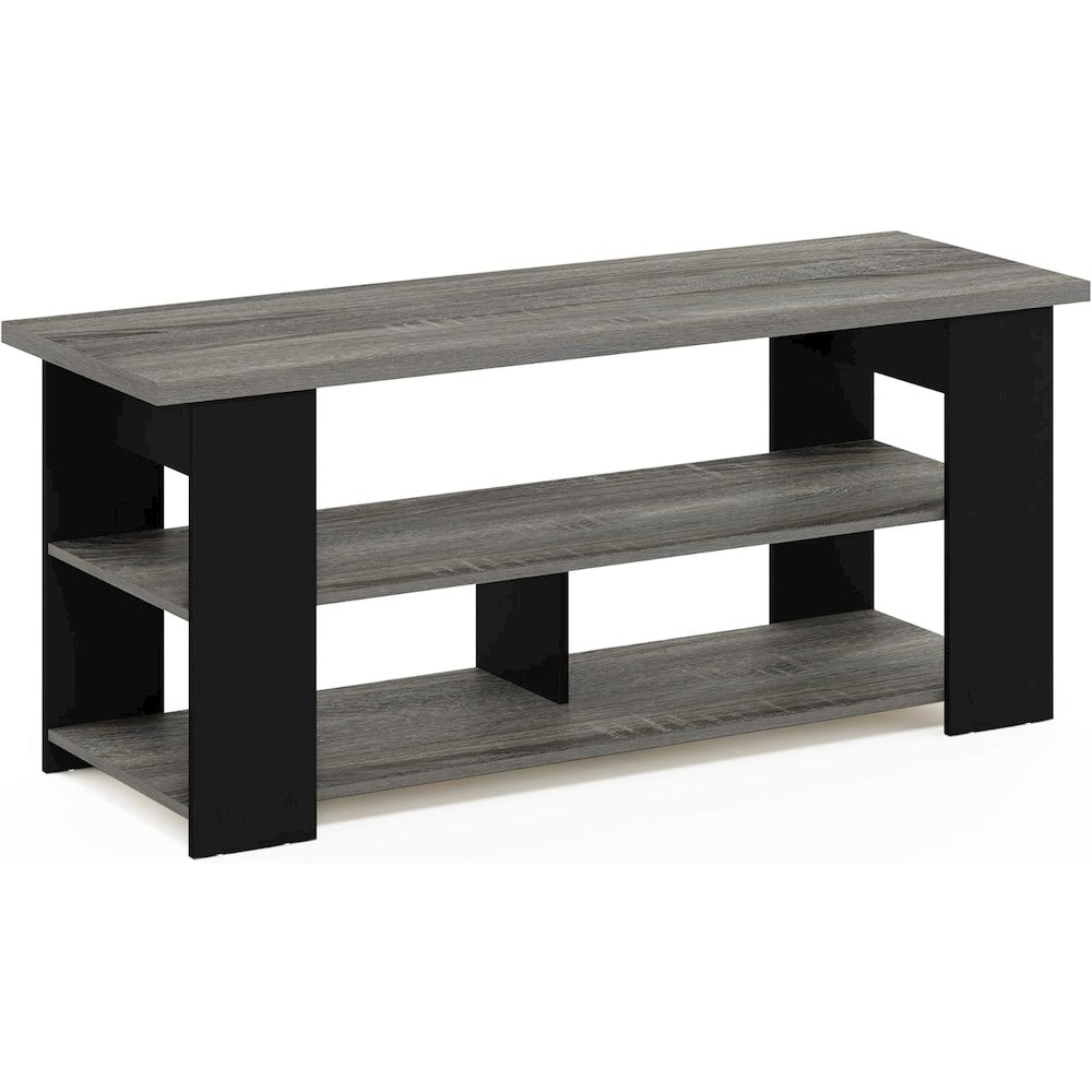 Furinno 15118 JAYA TV Stand Up To 50-Inch, French Oak Grey/Black. Picture 2