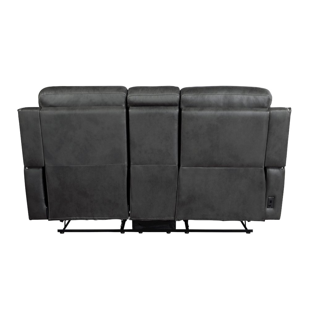 Kellen Microfiber Power Double Reclining Love Seat in Smoky Gray. Picture 3