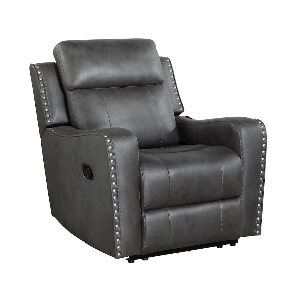 Kellen Microfiber Reclining Chair in Smoky Gray. Picture 1