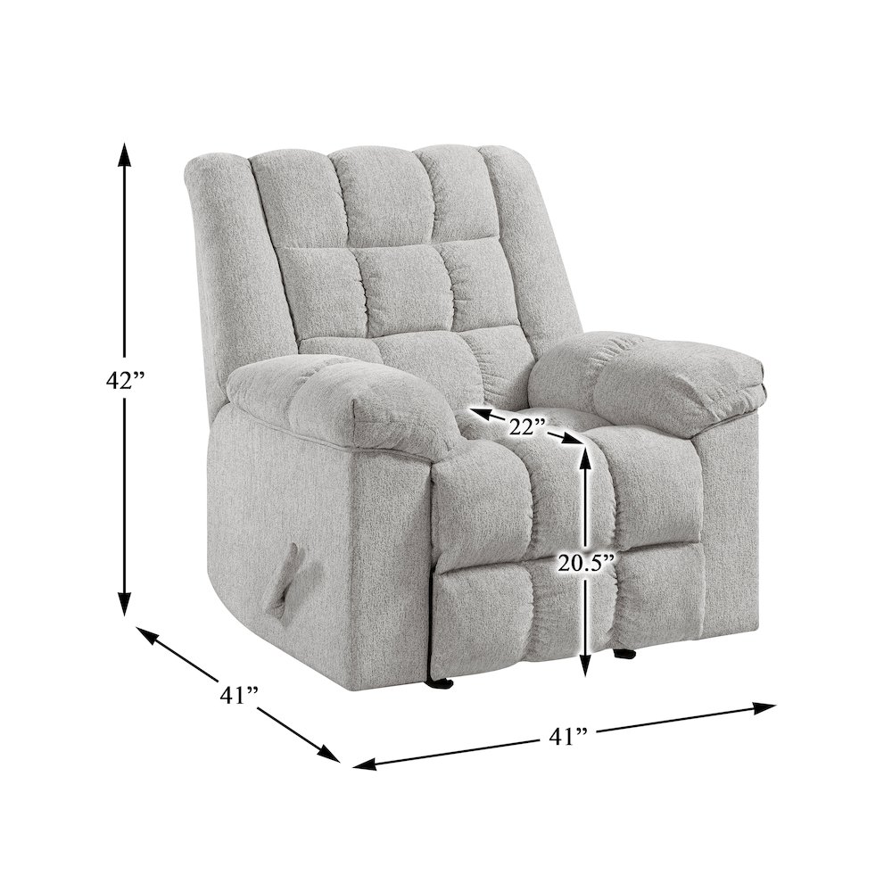 Baldwin Chenille Rocker Reclining Chair in Light Gray. Picture 5