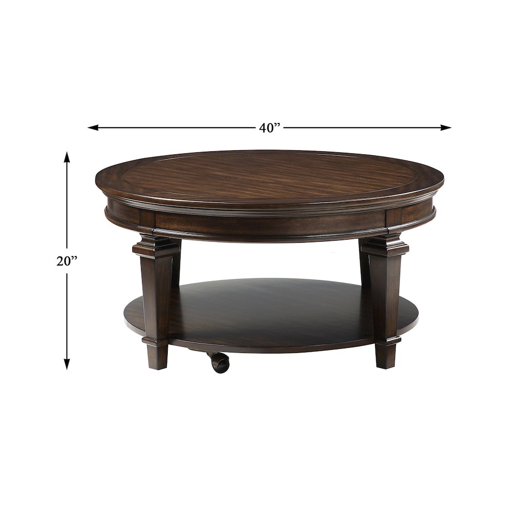 Tobias Poplar Round Cocktail Table in Espresso. Picture 4