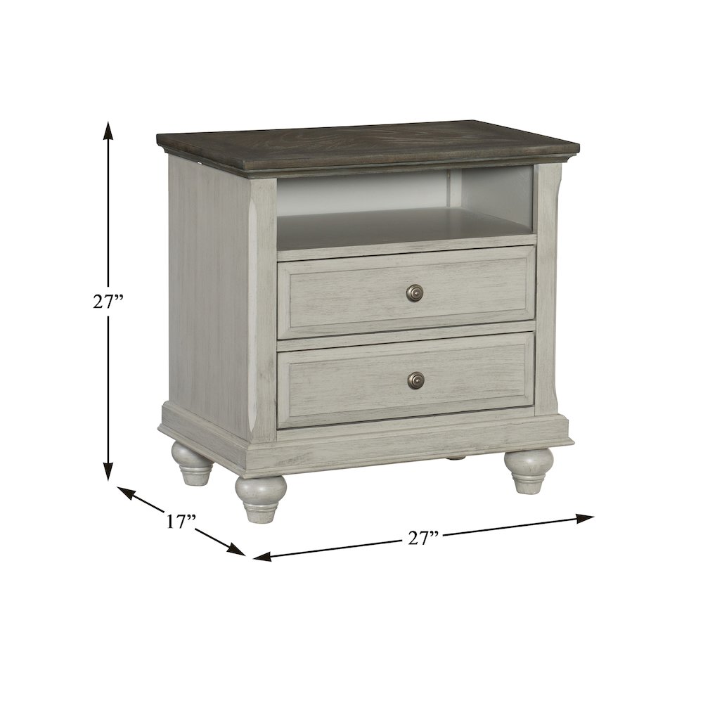 Mossbrook Pine Nightstand in 2-Tone Finish: Dark Brown and Light Gray. Picture 4