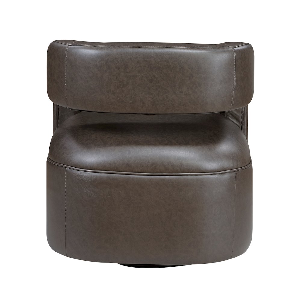 Sawyer Faux Leather Swivel Chair in Dark Coffee. Picture 3