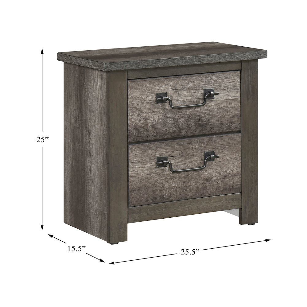 Lenior Asian Hardwood Nightstand in Gray. Picture 4