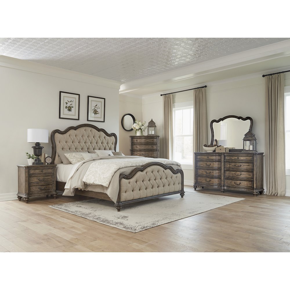 Heath Court Asian Hardwood Queen Bed in Brown Oak. Picture 2