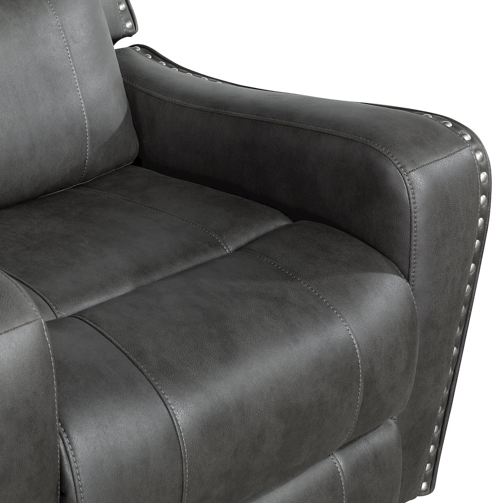 Kellen Microfiber Power Double Reclining Love Seat in Smoky Gray. Picture 9