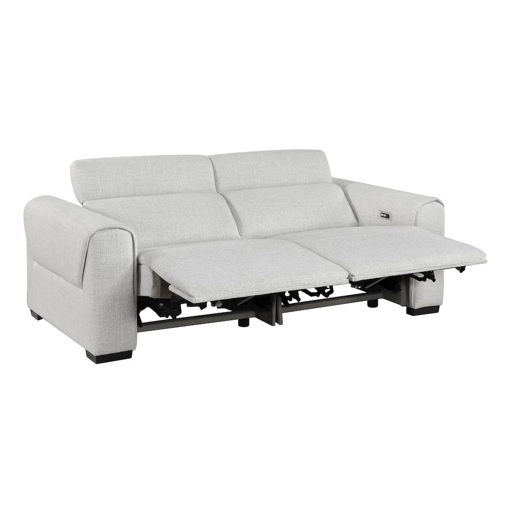 McPherson Chenille Power Double Reclining Love Seat in Cloud. Picture 5