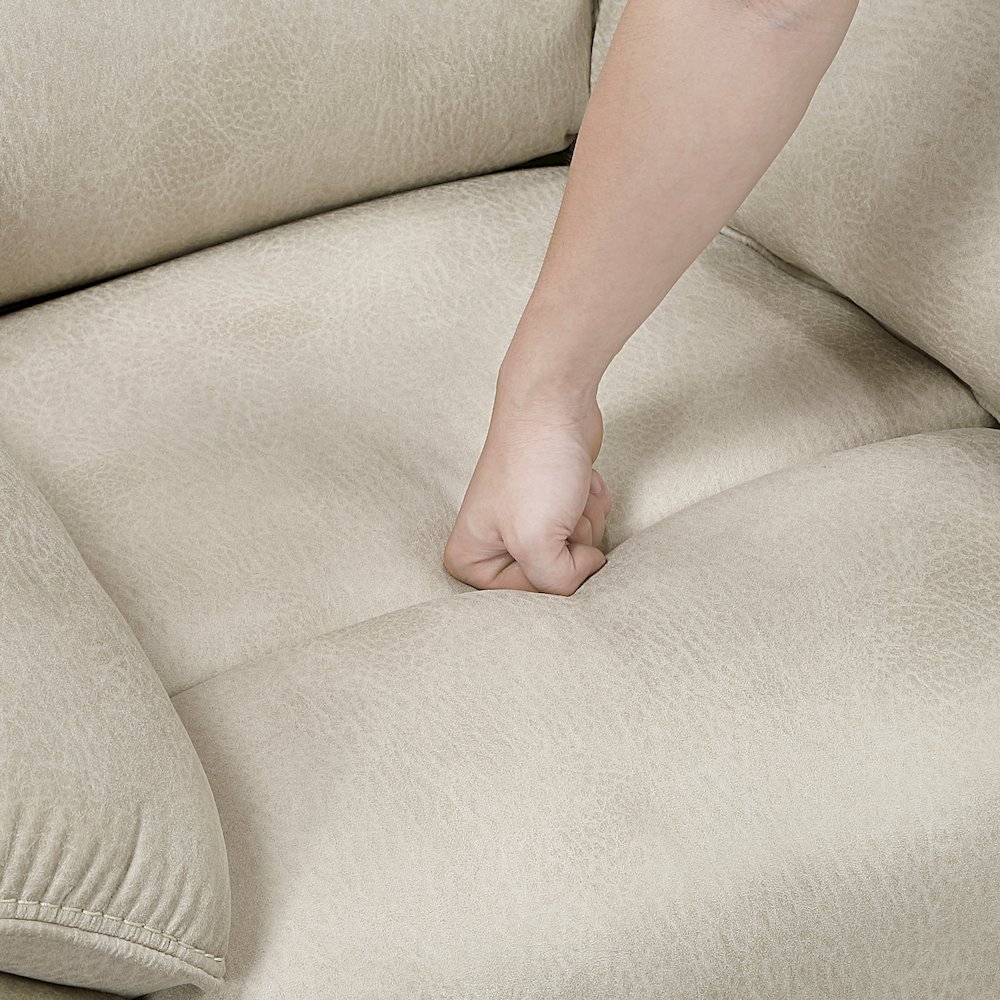 Proctor Microfiber Double Reclining Sofa in Sand. Picture 8