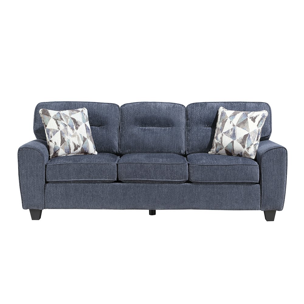 Bennett Chenille 3pc Set: Sofa, Love, Chair in Blue. Picture 4