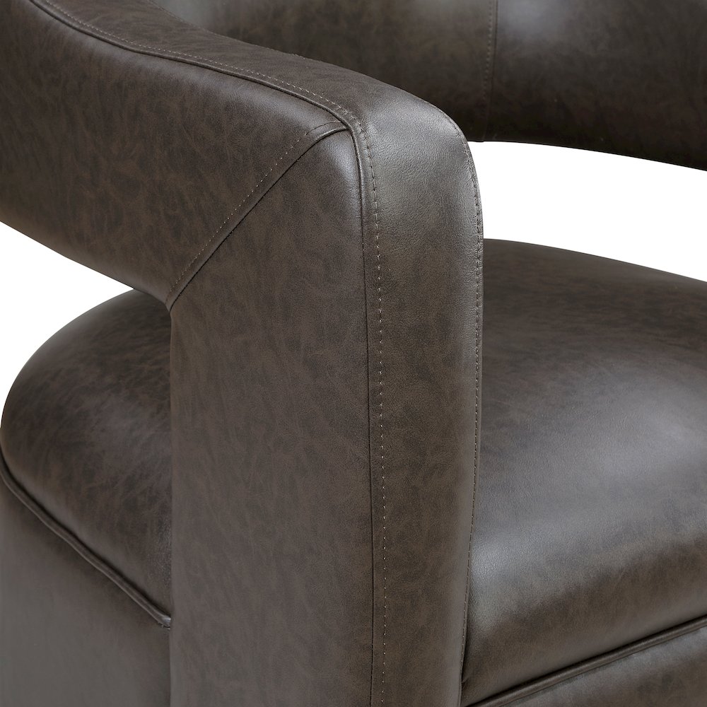 Sawyer Faux Leather Swivel Chair in Dark Coffee. Picture 8