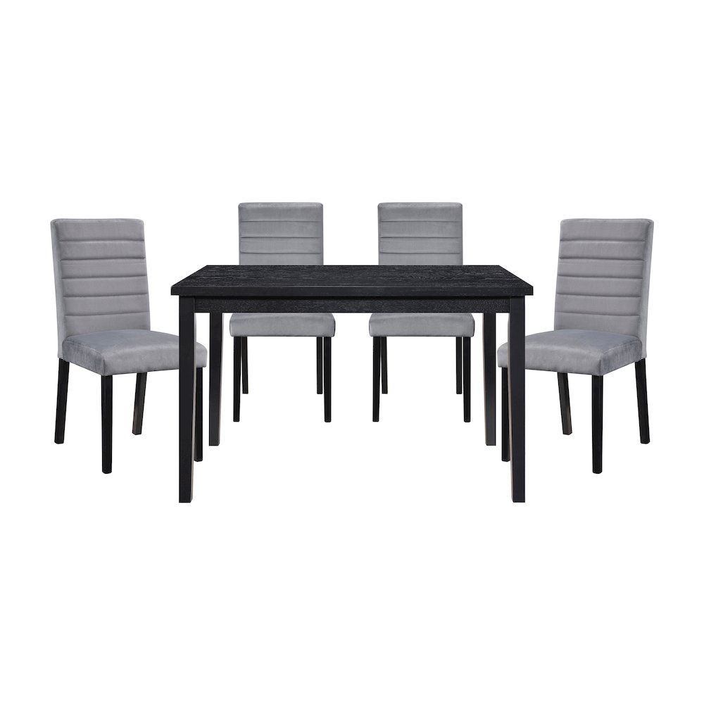 Andreas Asian Hardwood 5-Piece Dining Set in Black. Picture 3