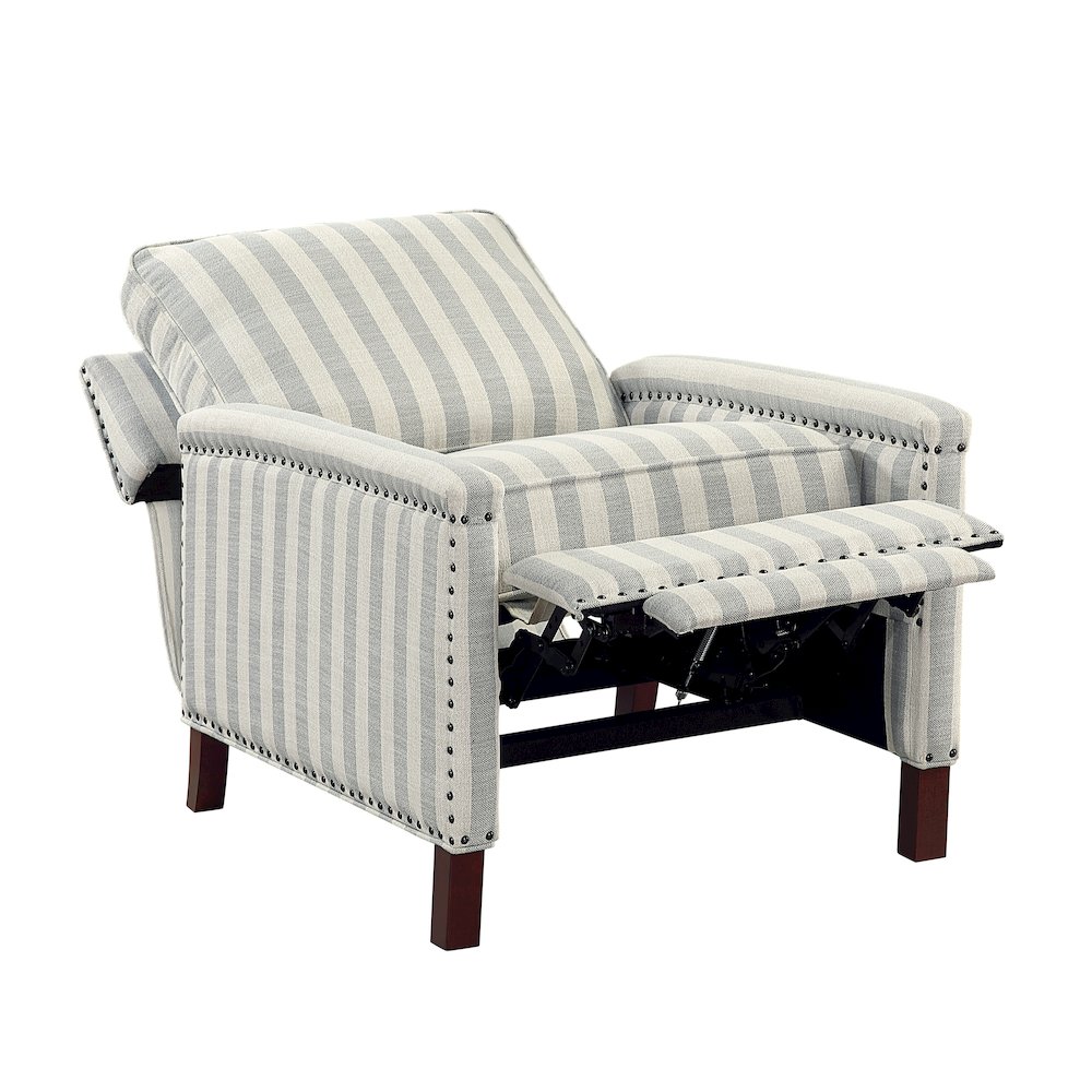 Landrum Textured PB Reclining Chair in Beige with Grayish Blue Stripe. Picture 7