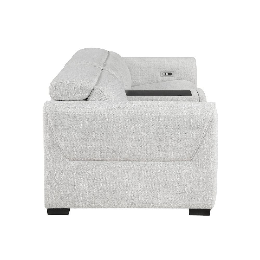 McPherson Chenille Power Double Reclining Love Seat in Cloud. Picture 5