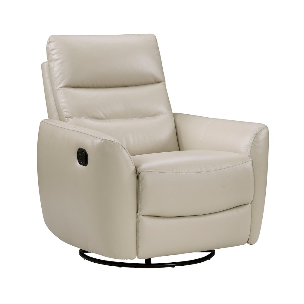 Cassian Leather Swivel Glider Reclining Chair in Taupe. Picture 1