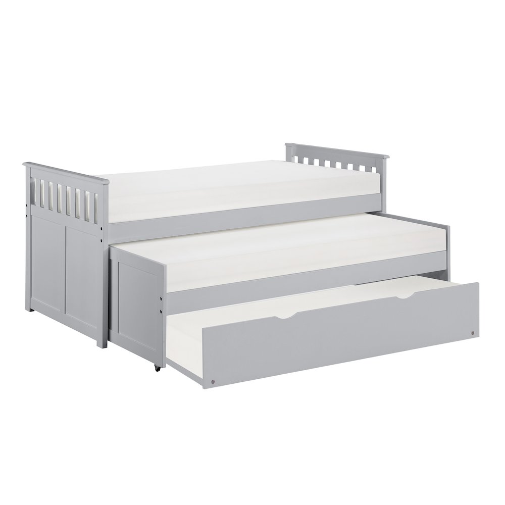 Orion Pine Twin/Twin Bed with Twin Trundle in Gray. Picture 7