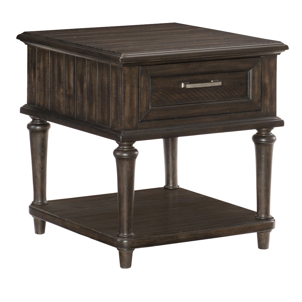 Cardano Asian Hardwood End Table with drawers  in Driftwood Charcoal. Picture 1