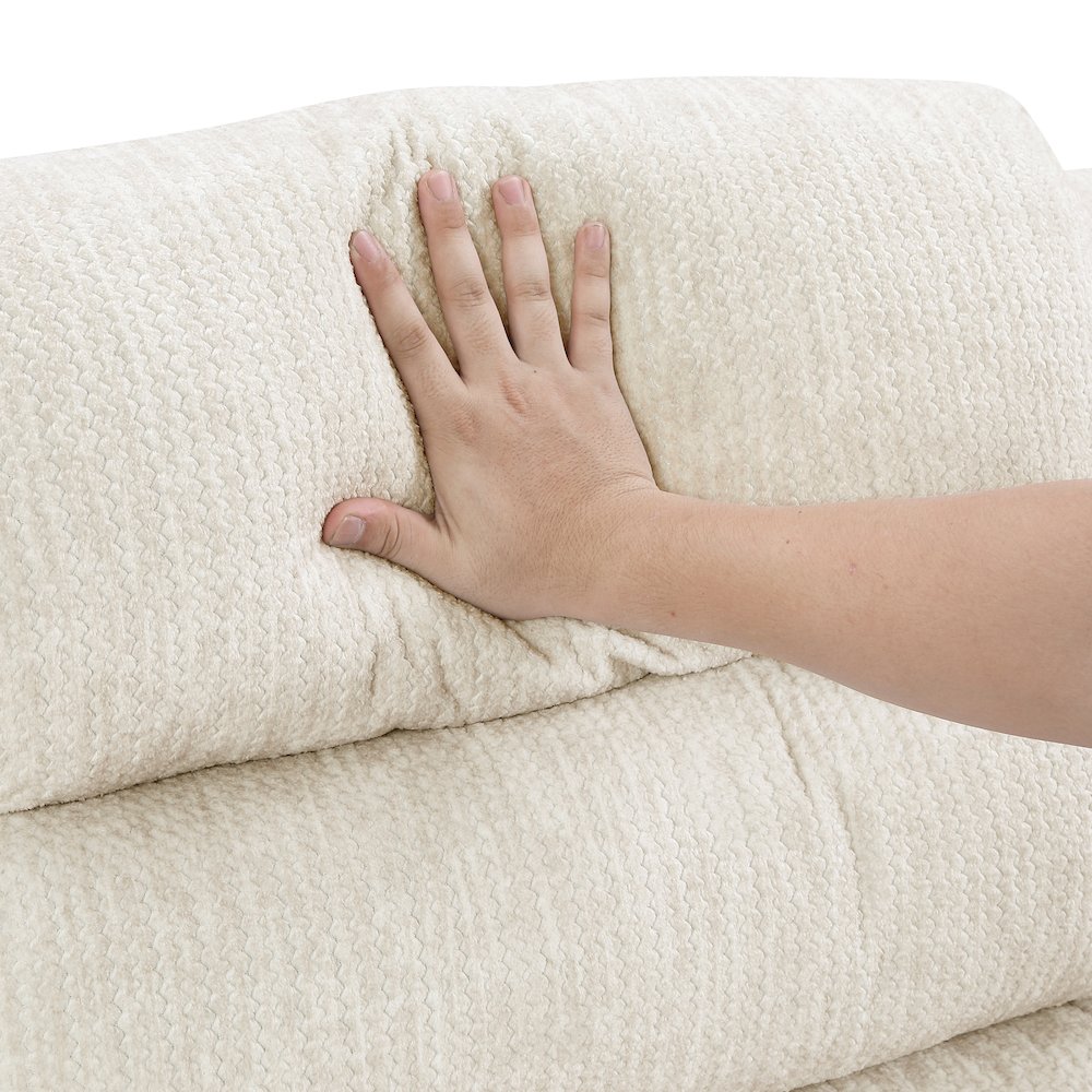 Oxford Microfiber Swivel Glider Reclining Chair in Beige. Picture 8