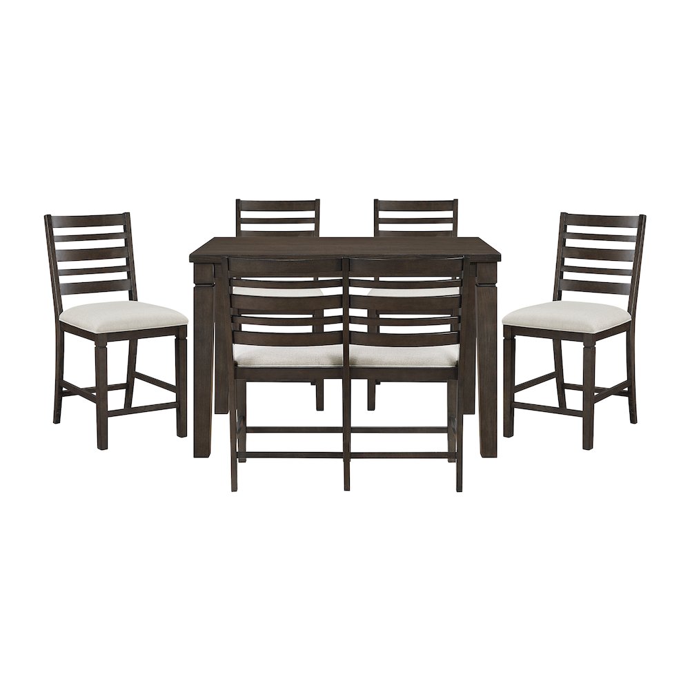 Victoria Asian Hardwood 6pcs Counter Height Dining Set in Dark Espresso. Picture 4