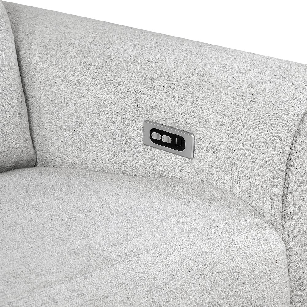 McPherson Chenille Power Double Reclining Love Seat in Cloud. Picture 7