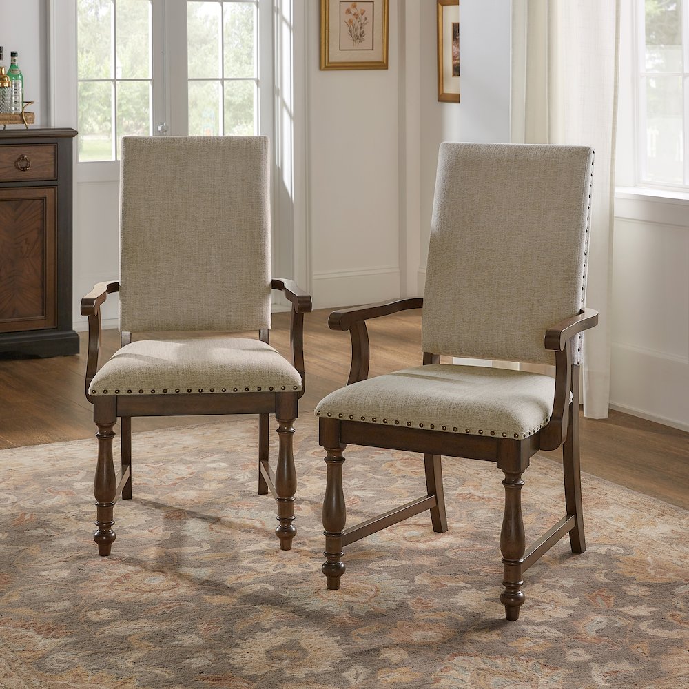 Stonington Textured Dining Arm Chair, Set of 2 in Beige. Picture 2