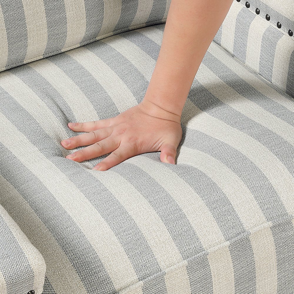 Landrum Textured PB Reclining Chair in Beige with Grayish Blue Stripe. Picture 9