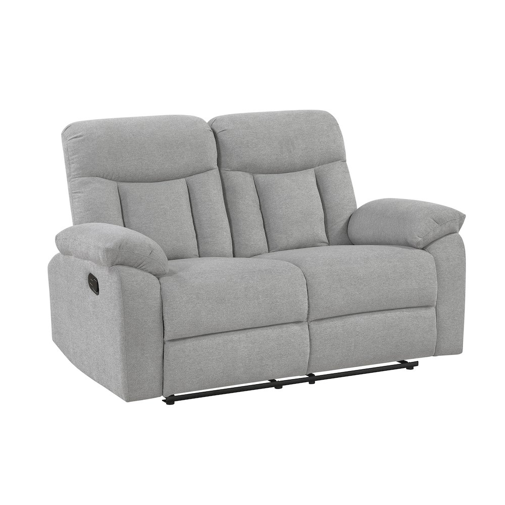 Jules Chenille Double Reclining Love Seat in Gray. Picture 1