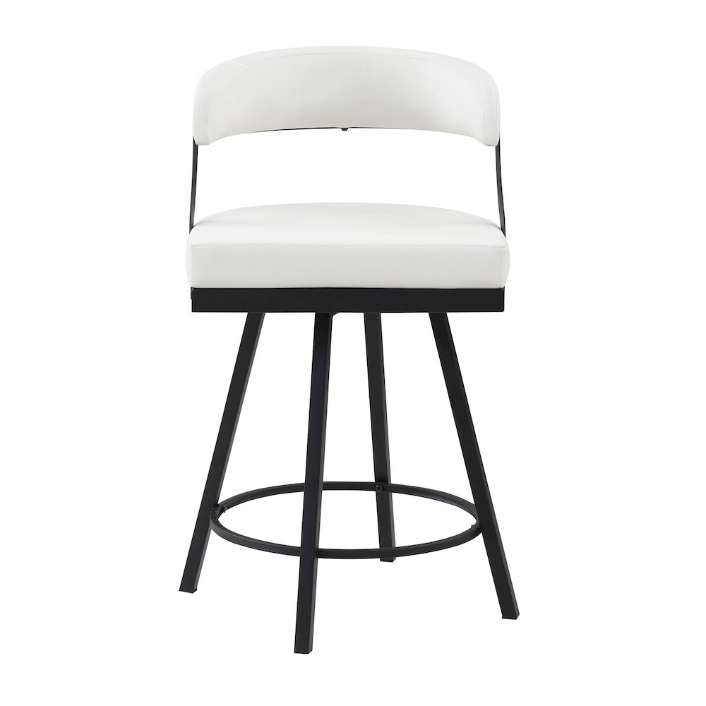 Crowley Faux leather Swivel Counter Height Chair in White. Picture 5