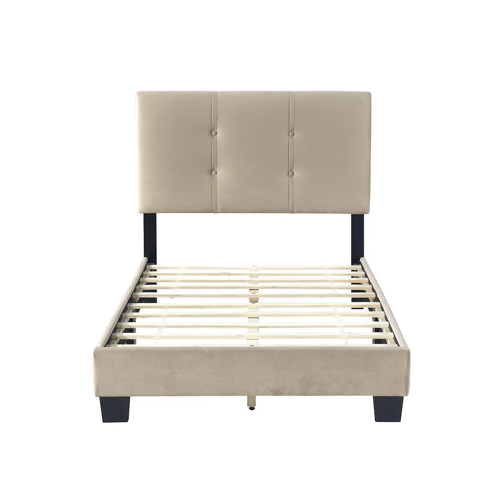 Newberry Velvet Twin Platform Bed in Light Brown. Picture 5