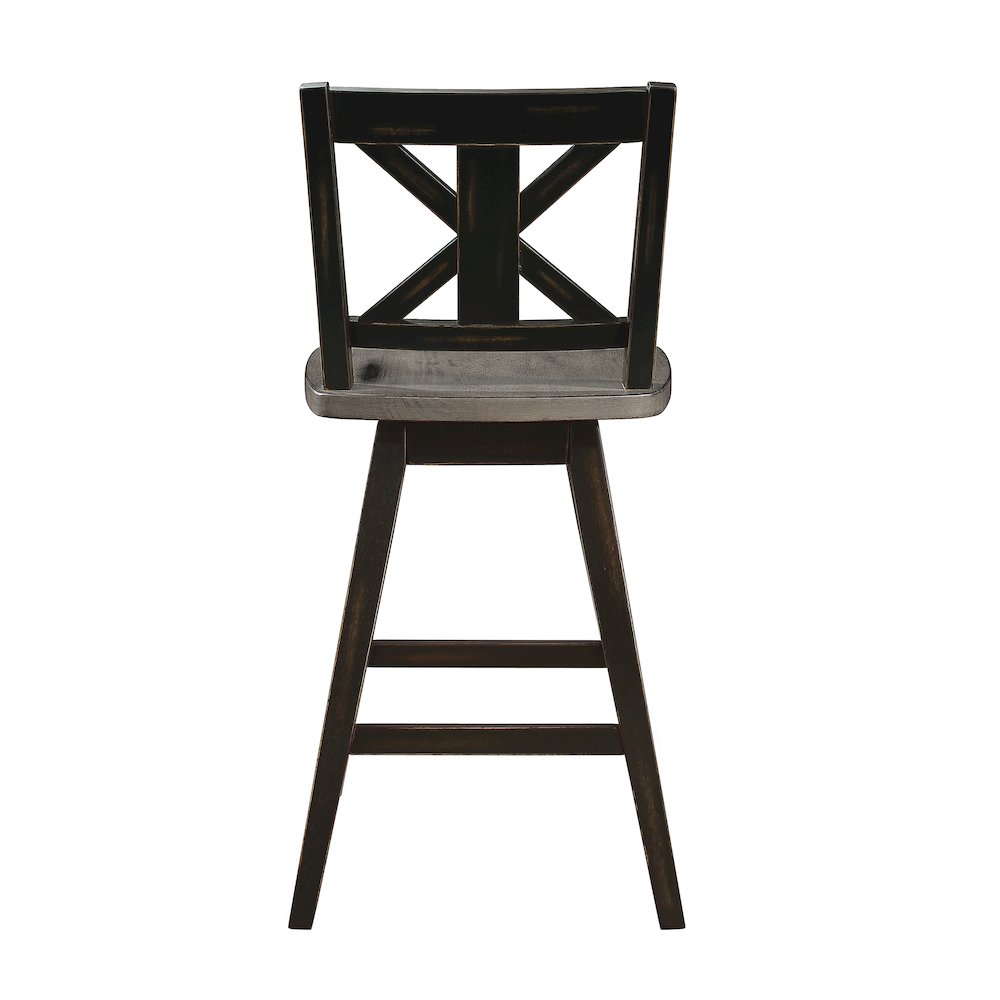 Amsonia Wood  Swivel Counter Height Chair, set of 2 in Gray and Black. Picture 3