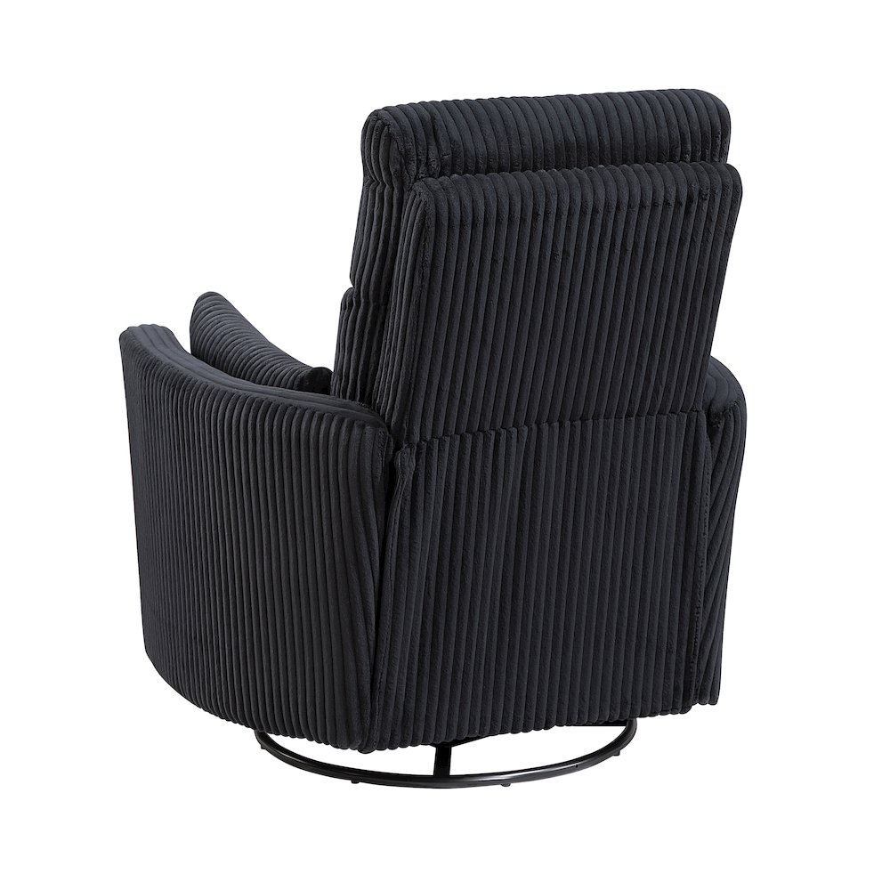 Traverse Corduroy Swivel Glider Reclining Chair in Black. Picture 5
