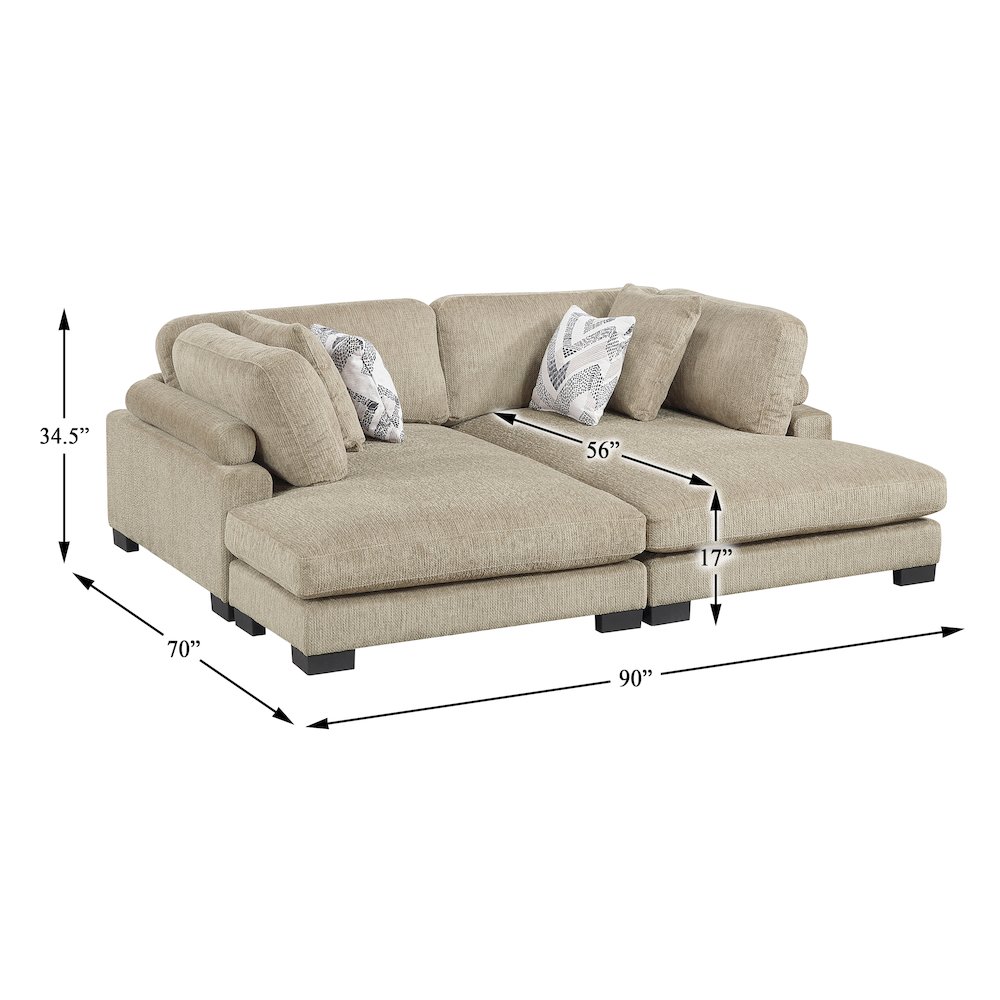 Corydon Microfiber 2-Piece Chaises in Brown. Picture 3