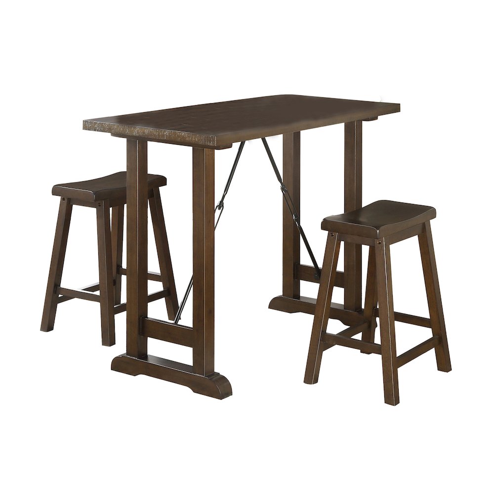 Bracknell Wood Counter Height Set (Set of 3) in Brown Cherry. Picture 1