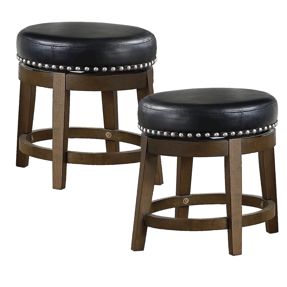 Westby Solid Wood 18" Round Swivel Stool, Set of 2 in Black. Picture 3