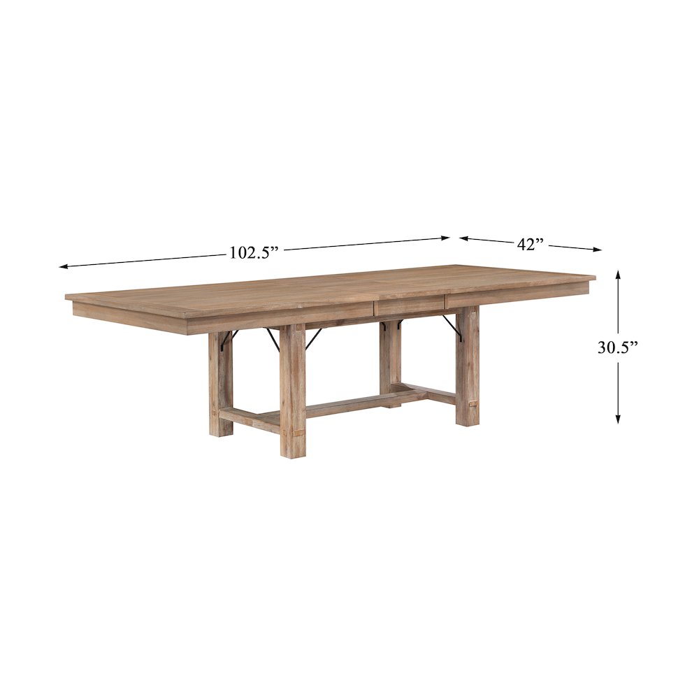 Aberdeen Wood Dining Room Table in Distressed light oak. Picture 4