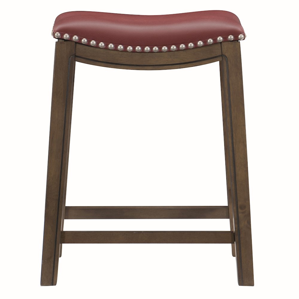 Ordway Solid Wood 24" Height Saddle Stool in Red. Picture 3