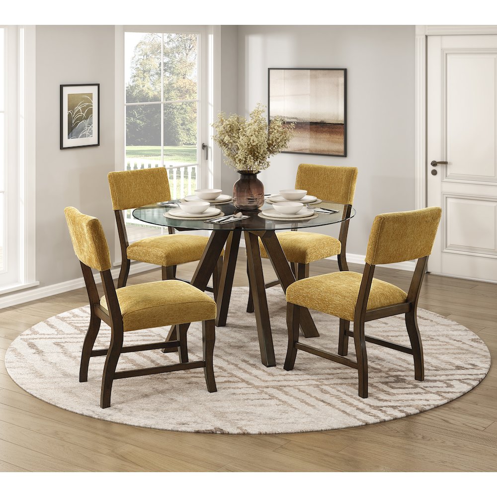 Aiden Chenille Side Chair in Mustard. Picture 2