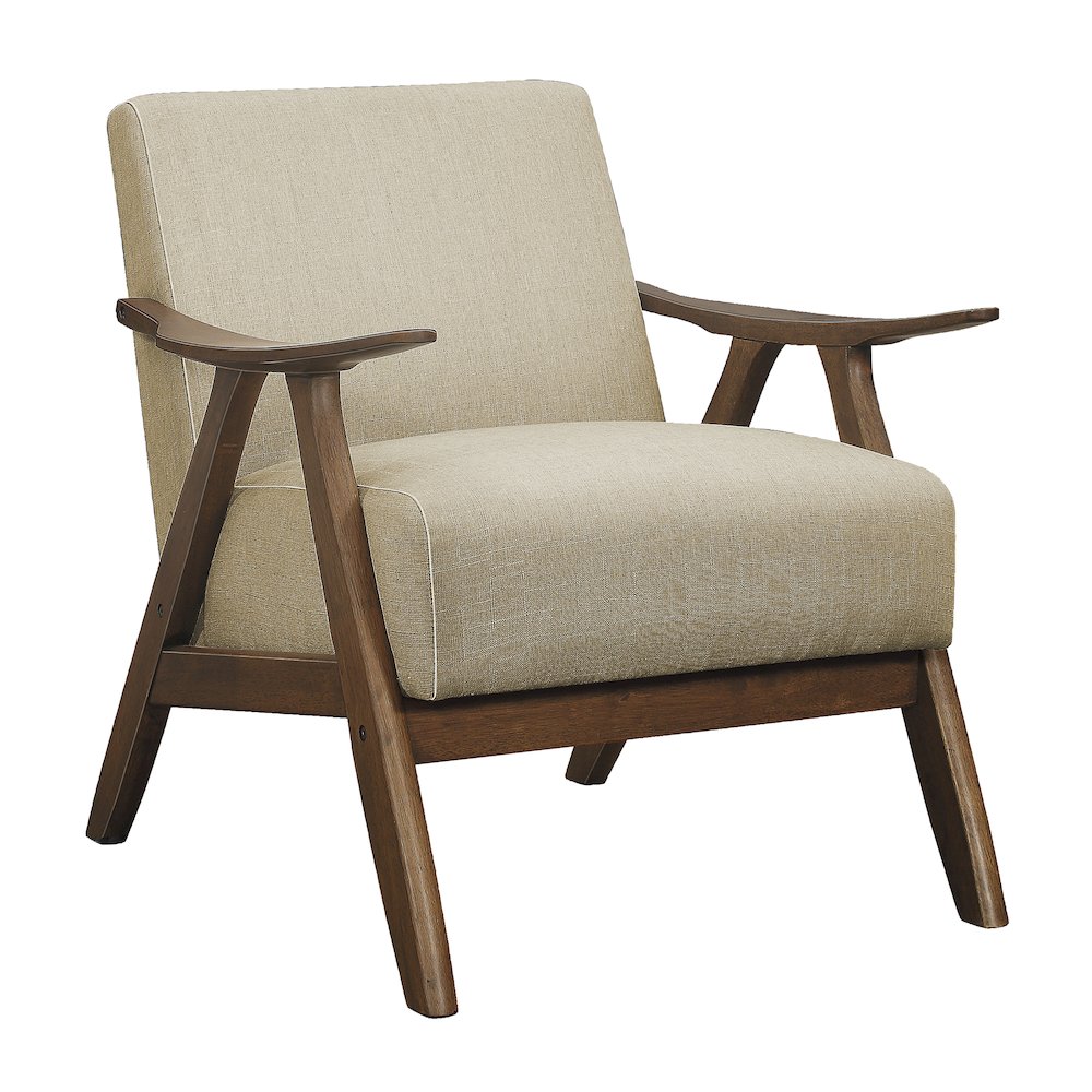 Damala Textured Fabric Accent Chair In Light Brown. Picture 2