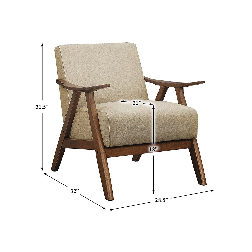 Damala Textured Fabric Accent Chair In Light Brown. Picture 1
