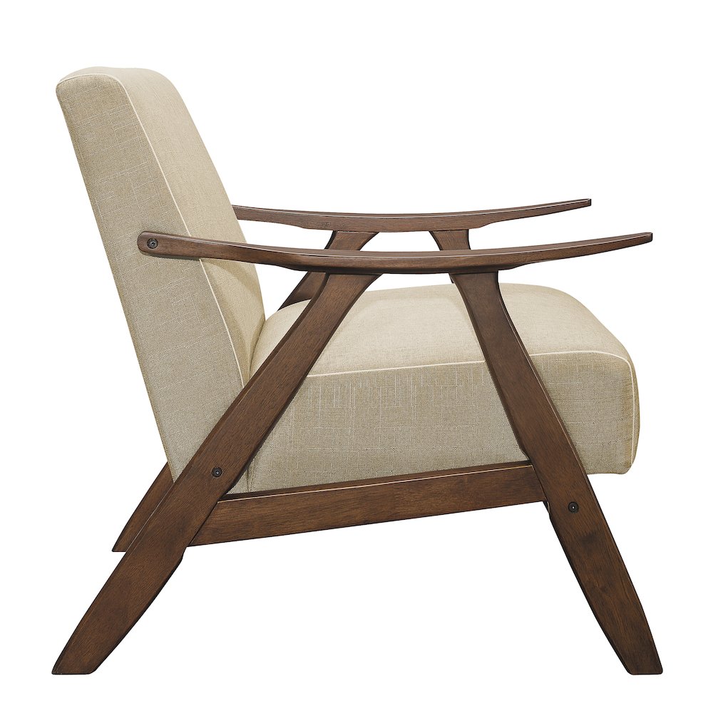 Damala Textured Fabric Accent Chair In Light Brown. Picture 5