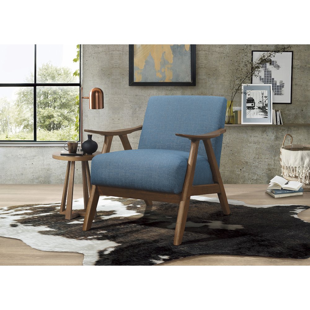 Damala Textured Fabric Accent Chair In Blue. Picture 2