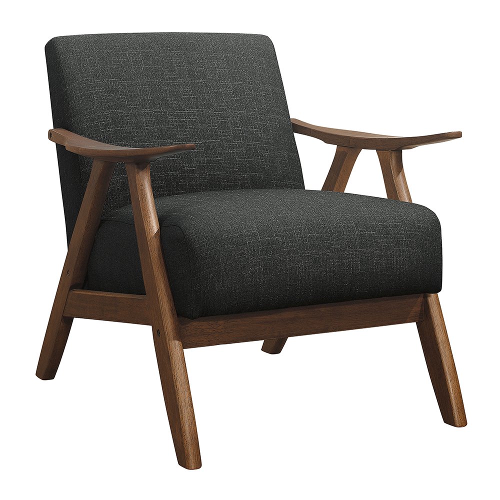 Damala Textured Fabric Accent Chair In Dark Gray. Picture 1