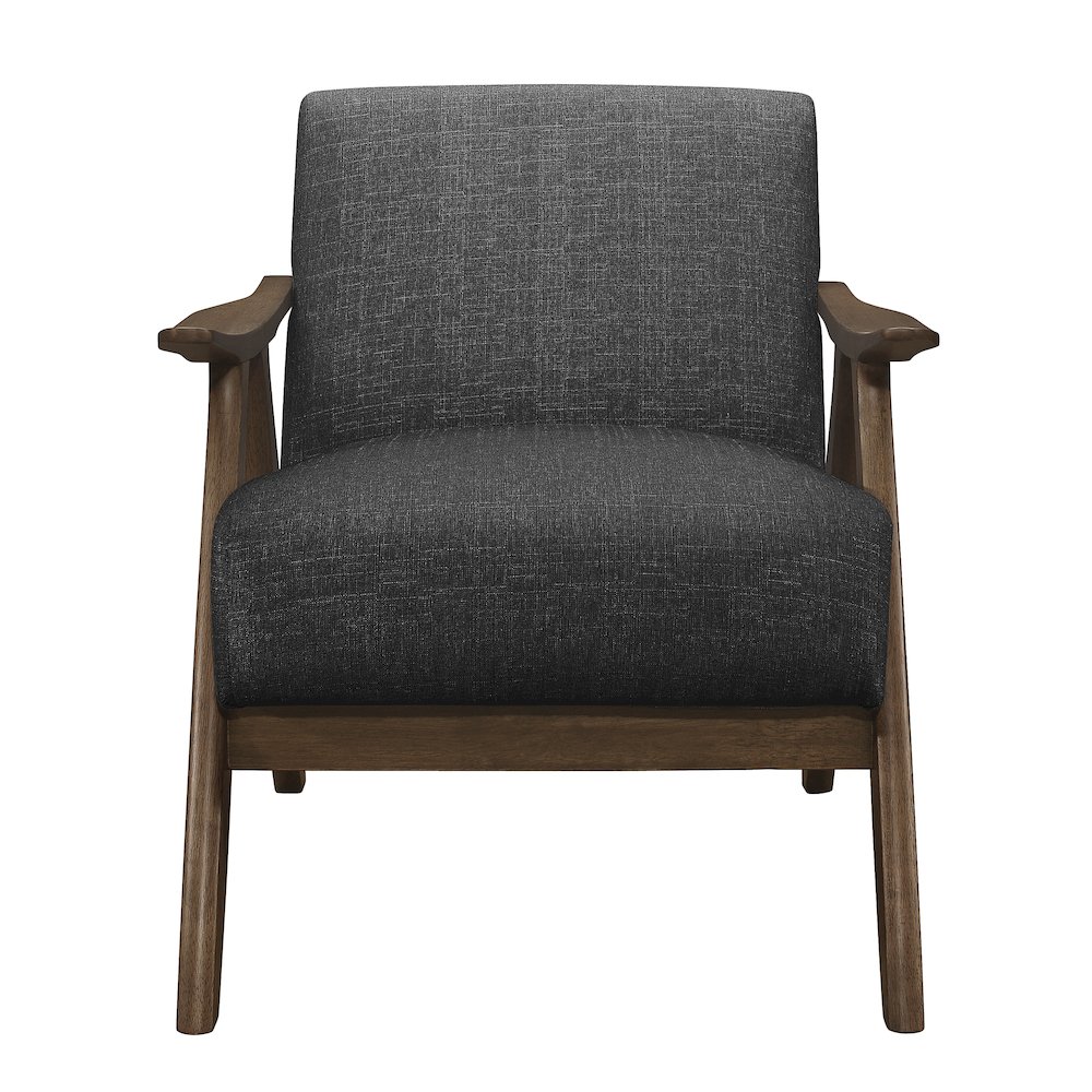 Damala Textured Fabric Accent Chair In Dark Gray. Picture 3