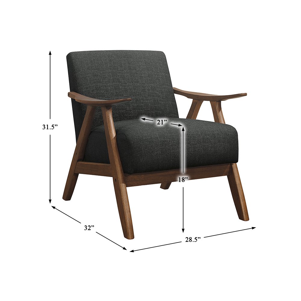 Damala Textured Fabric Accent Chair In Dark Gray. Picture 4