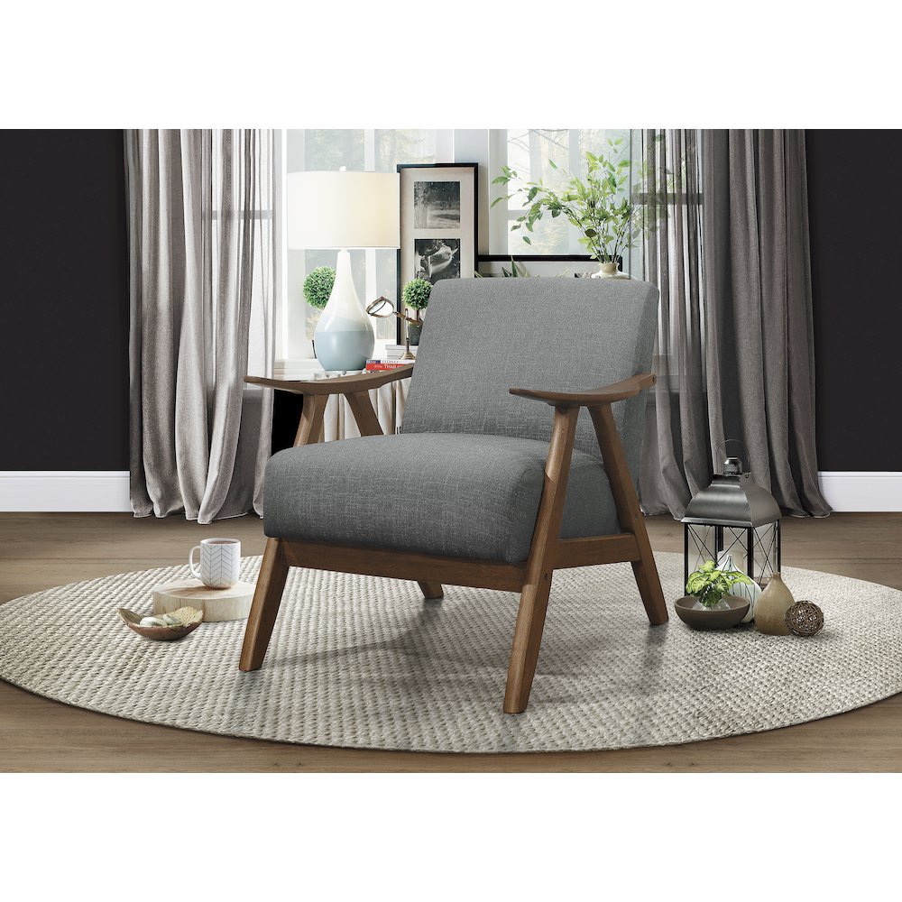 Damala Textured Fabric Accent Chair In Gray. Picture 2