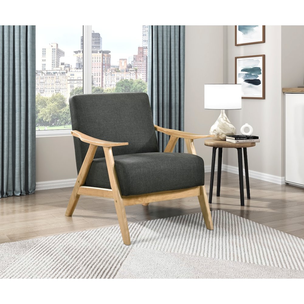 Lexicon Damala Textured Fabric Accent Chair in Dark Gray. Picture 2